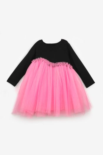 Pink Asymmetrical Tulle Skirt Dress for Girls - Rebeca