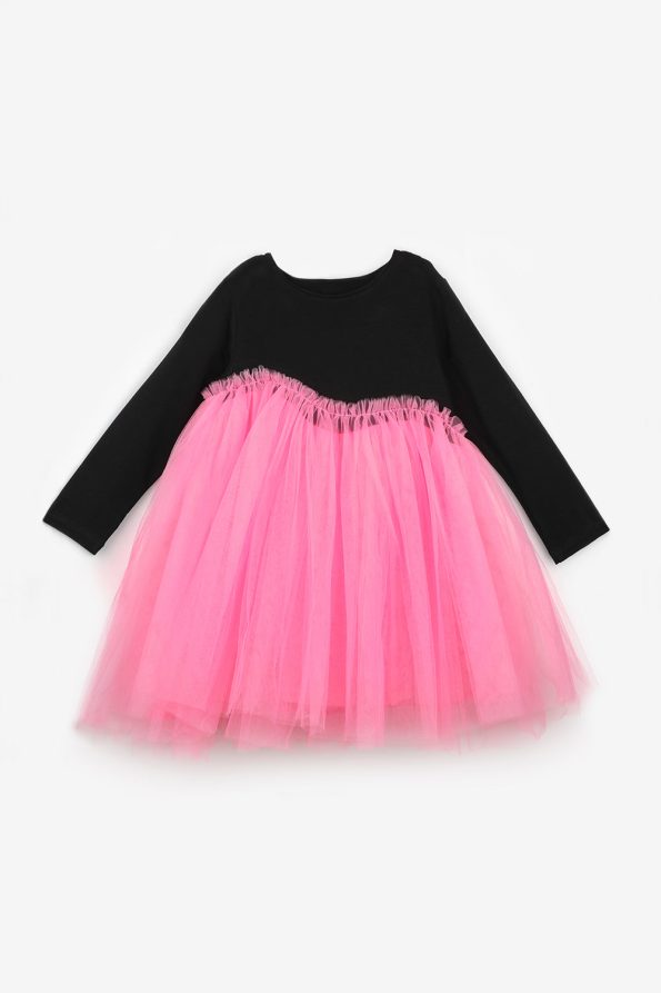 Pink Asymmetrical Tulle Skirt Dress for Girls - Rebeca