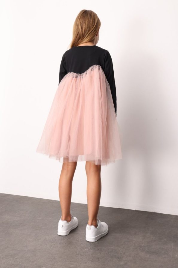 Pink Asymmetrical Tulle Skirt Dress for Girls - Rebeca