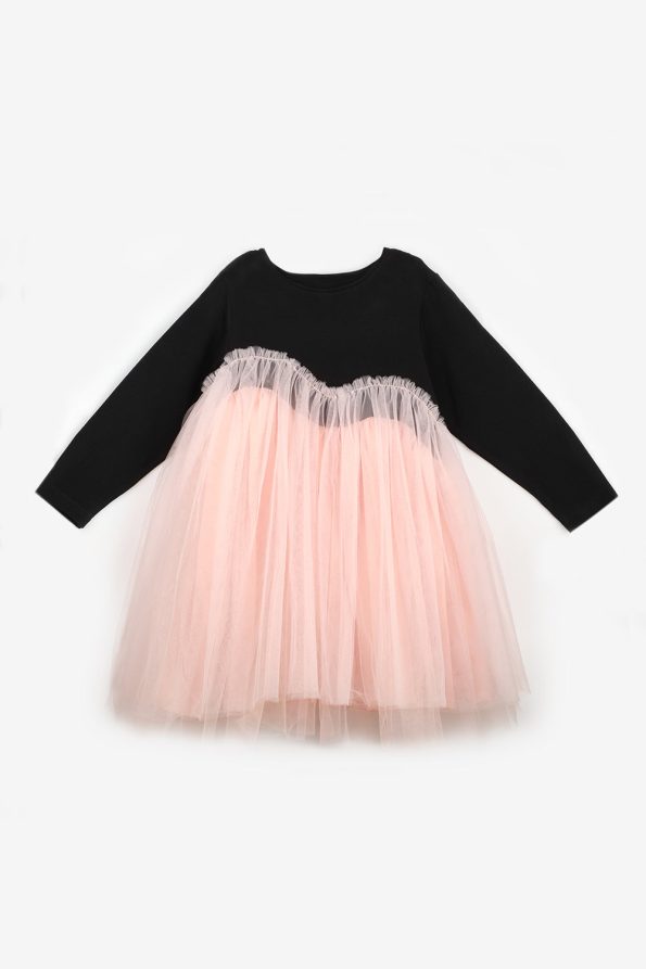 Pink Asymmetrical Tulle Skirt Dress for Girls - Rebeca