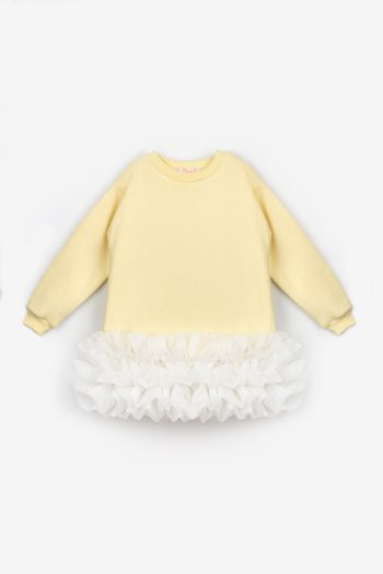 Yellow Ruffled Hem Dress for Girls - Alix