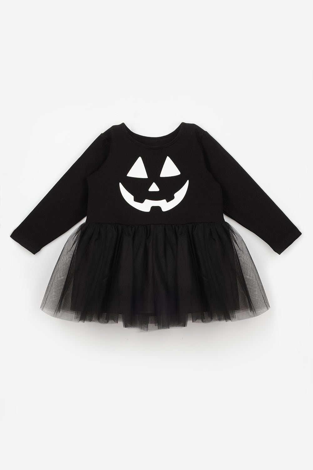 ULMB25AWGDRE022_1034_5.jpg Black Pumpkin Print Tulle Skirt Girls Dress - Sandra