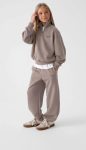 Girls' Cotton Brown Zip-Up Sweatshirt Tracksuit - Oversized Fit