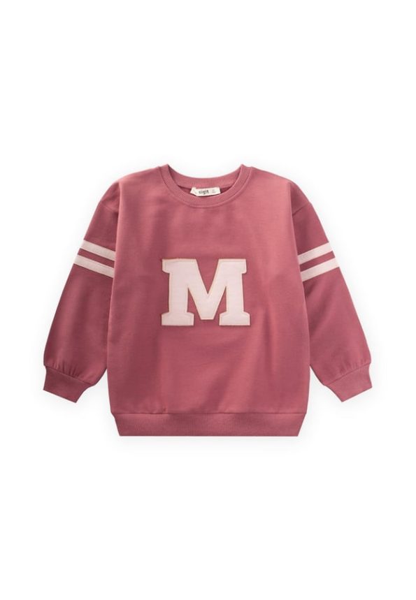 Appliqued Sweatshirt for Ages 3-9 in Dusty Rose