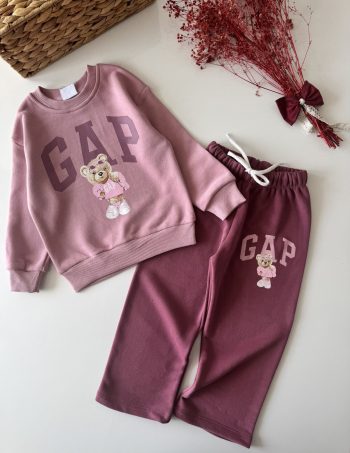 Logo Bear Printed Tracksuit - Dusty Pink