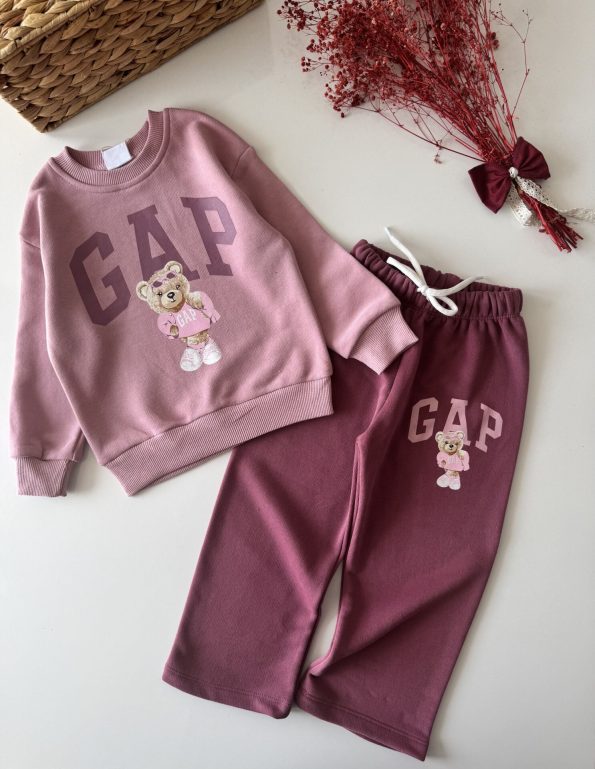 Logo Bear Printed Tracksuit - Dusty Pink