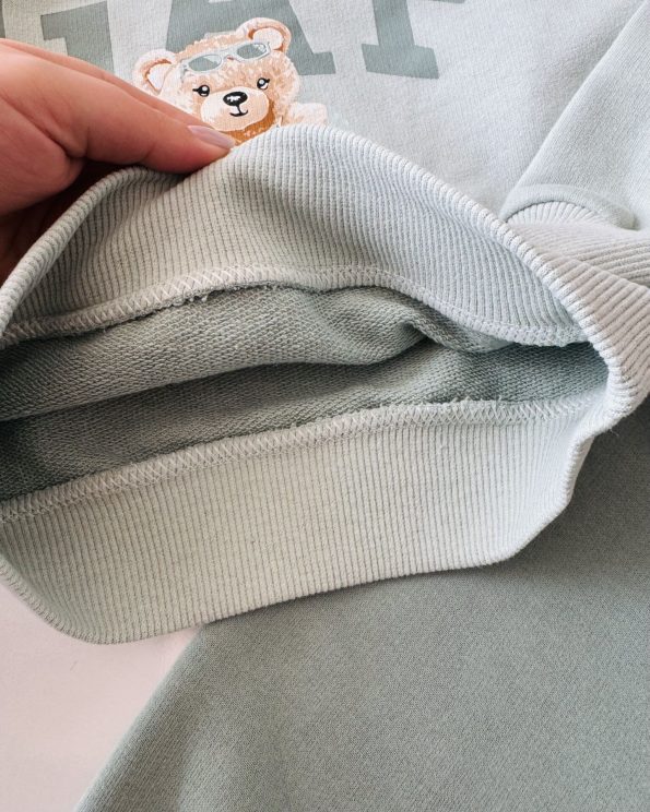 Logo Bear Print Sweatshirt Set - Mint Green
