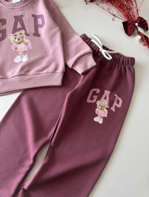 Logo Bear Printed Tracksuit - Dusty Pink