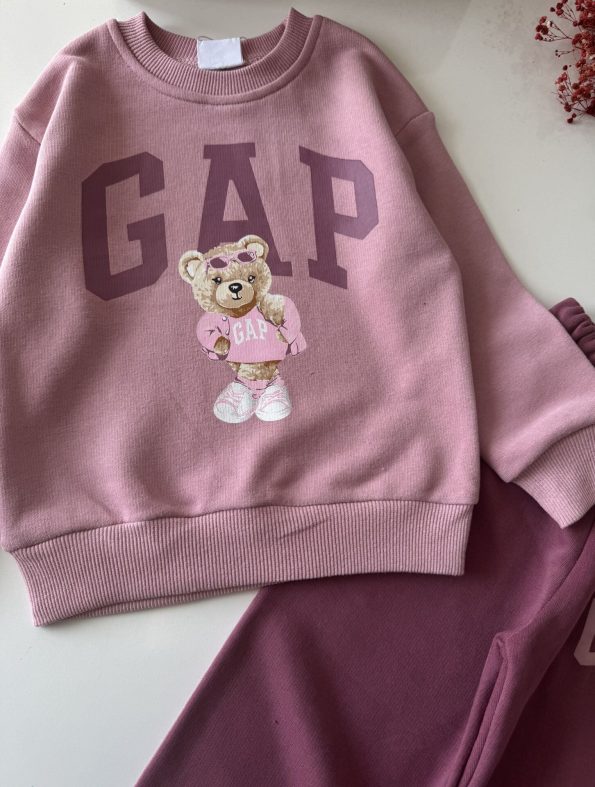 Logo Bear Printed Tracksuit - Dusty Pink