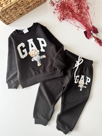 Logo Bear Printed Tracksuit - Black