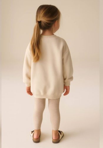 Dancing Girl Tulle Figure Leggings Set - Cream