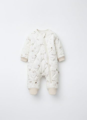 Unisex Cotton Cream Animal Print Sleep Suit