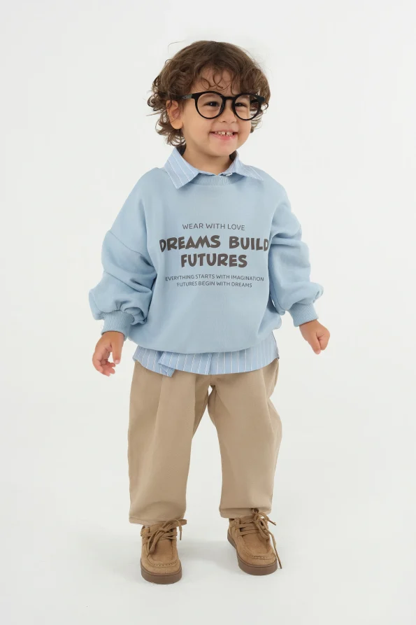 Printed Baby Blue Sweatshirt