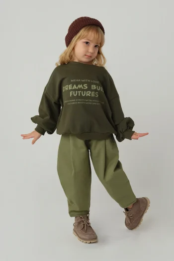 Printed Hoodie in Olive