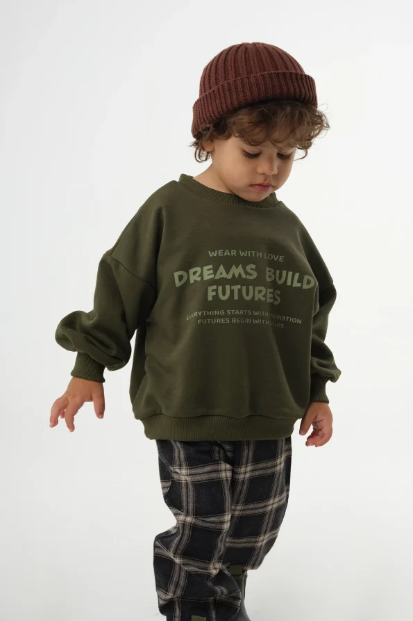 Printed Hoodie in Olive
