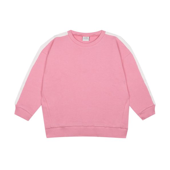 White Contrast Pink Fleece Tracksuit Set