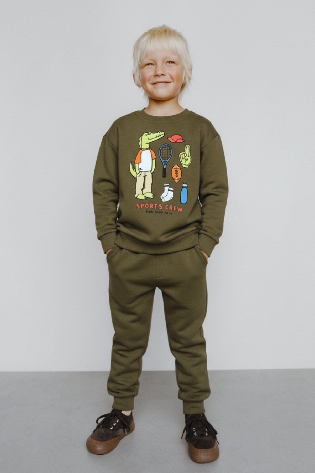 cef1584d-6466-4200-b83a-2fce23d643ed-5-4068.jpg Boys' Cotton Khaki Crocodile Print Sweatshirt and Jogger Set