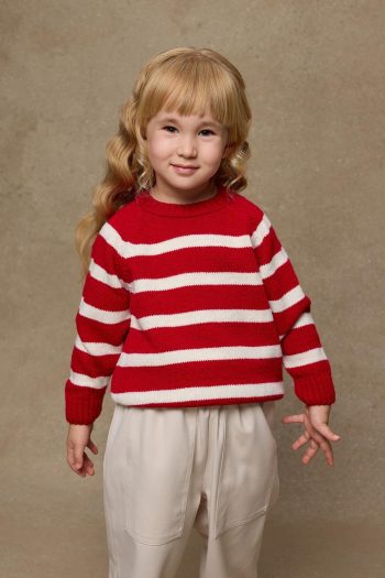 Striped Knit Sweater Red