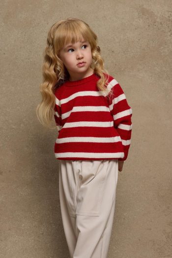 Striped Knit Sweater Red