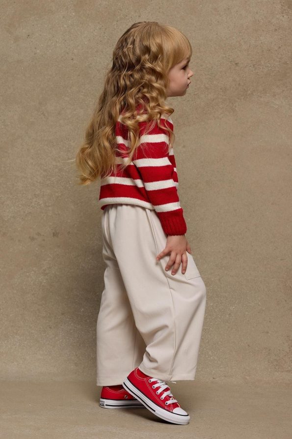 Striped Knit Sweater Red