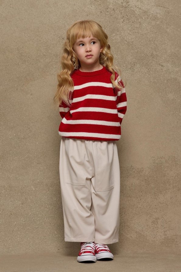 Striped Knit Sweater Red