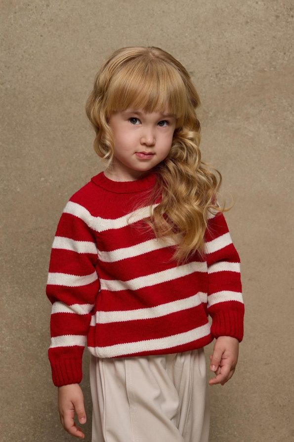 Striped Knit Sweater Red