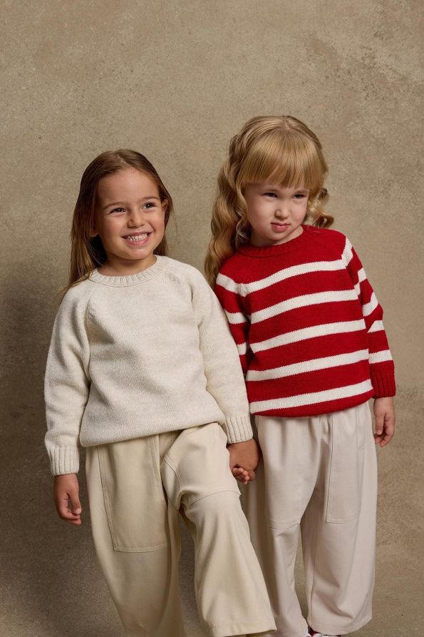 Striped Knit Sweater Red