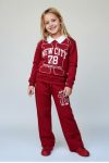 Girls' Cotton Burgundy New City 78 Printed Tracksuit - Comfortable Fit