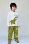 Boys' Cotton Green Little Man Dinosaur Print Tracksuit - Comfortable Fit