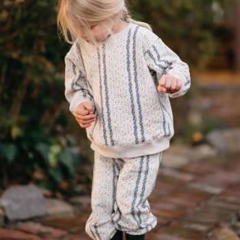 Vertical Flower Sweatshirt and Pants Set
