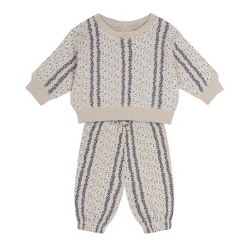 Vertical Flower Sweatshirt and Pants Set