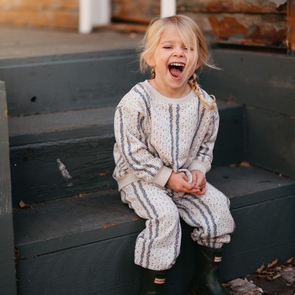 Vertical Flower Sweatshirt and Pants Set