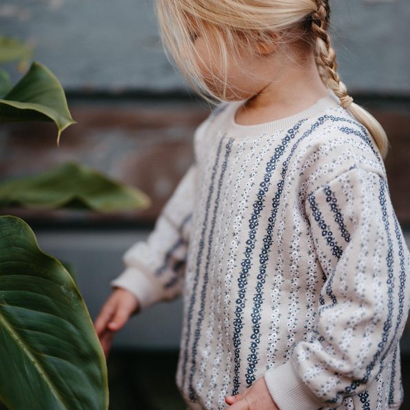 Vertical Flower Sweatshirt and Pants Set