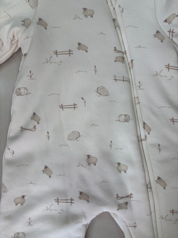 Unisex Cotton Cream Animal Print Sleep Suit