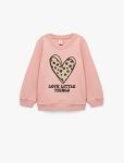 Baby Girl Cotton Long Sleeve Crew Neck Heart Printed Sweatshirt
