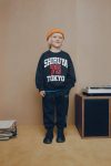 Boys' Cotton Black Shibuya Tokyo Tracksuit - Embroidered Sweatshirt and Relaxed Fit Pants