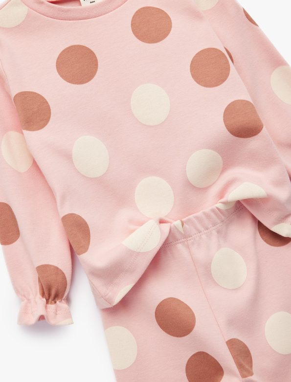 Baby Girl Cotton Polka Dot 2-Piece Leggings and T-Shirt Set