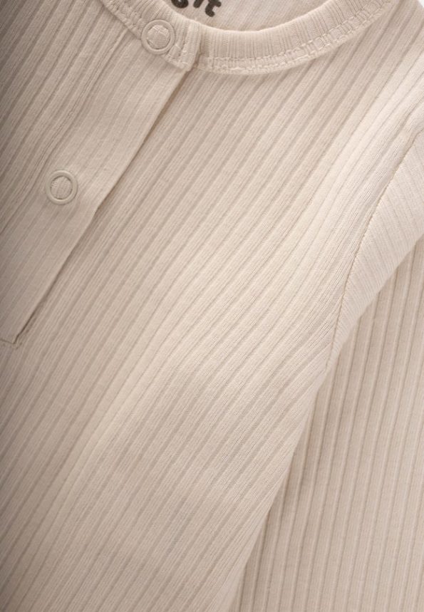 Ribbed Basic Bodysuit Set for Ages 0-3 Light Beige