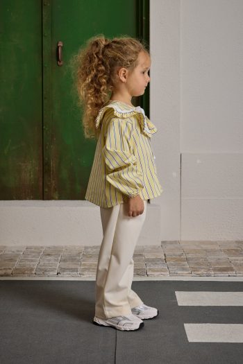 Wide Collar Striped Shirt Yellow