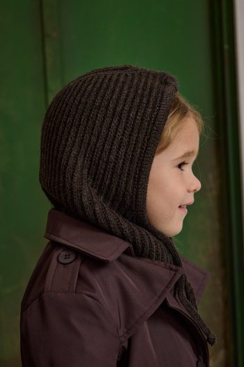 Drawstring Children's Snow Hat Dark Brown