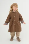 Hooded Checked Lined Trench Coat Brown
