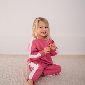 Contrast Pink Sweatshirt and Pants Set