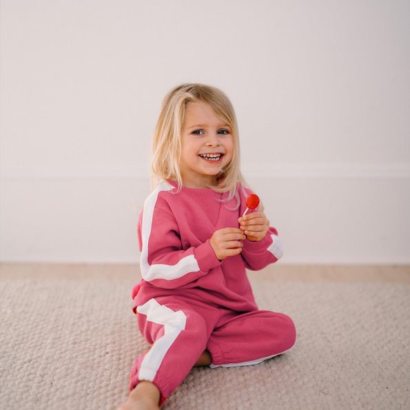Contrast Pink Sweatshirt and Pants Set