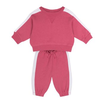 Contrast Pink Sweatshirt and Pants Set