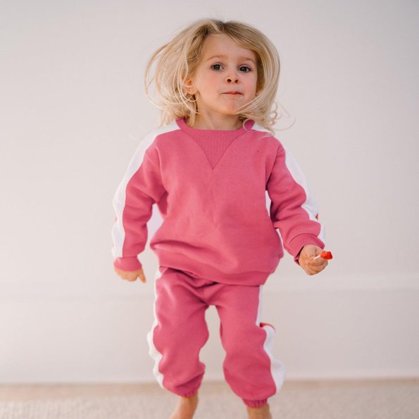 Contrast Pink Sweatshirt and Pants Set