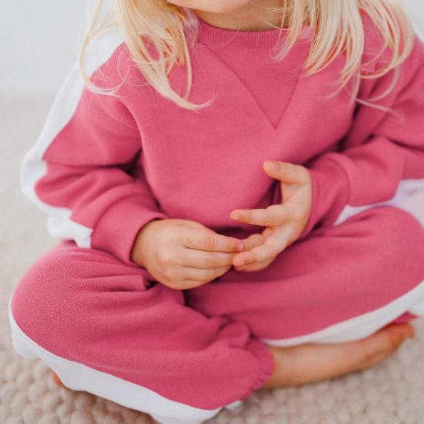 Contrast Pink Sweatshirt and Pants Set