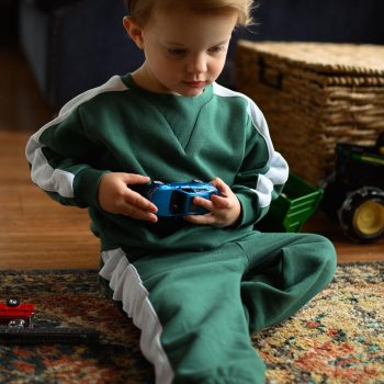 Contrast Green Sweatshirt and Pants Set