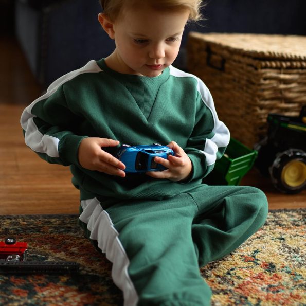Contrast Green Sweatshirt and Pants Set