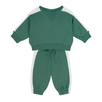 Contrast Green Sweatshirt and Pants Set