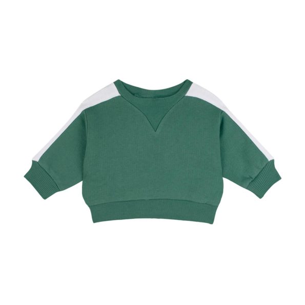 Contrast Green Sweatshirt and Pants Set